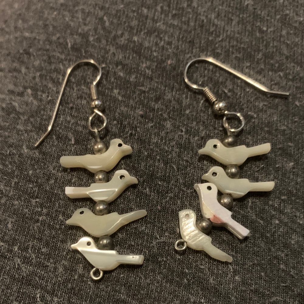 Vintage Mother of Pearl Bird Earrings